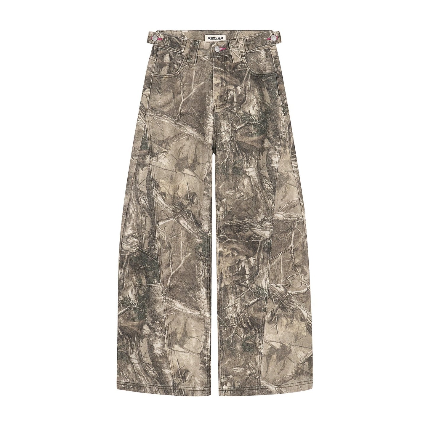 Maeve Women's Wide-Leg Jeans - Camouflage Embroidered Cotton Denim