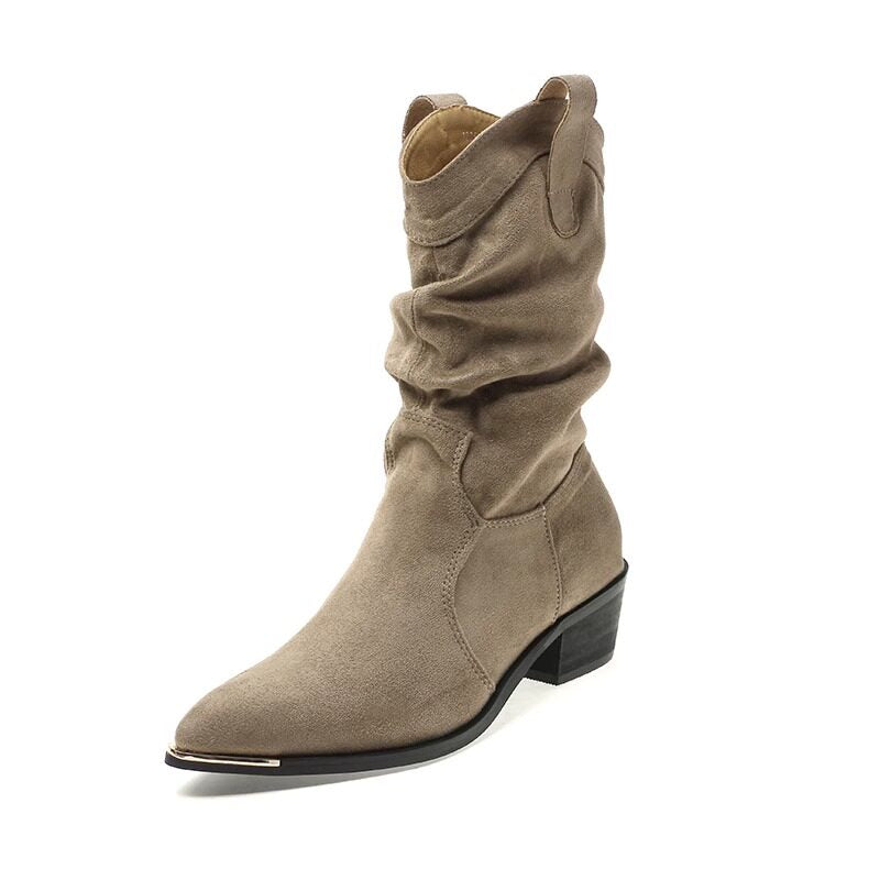 Maeve & Co Women's Slouch Boots - Western Pointed Toe & Low Heel