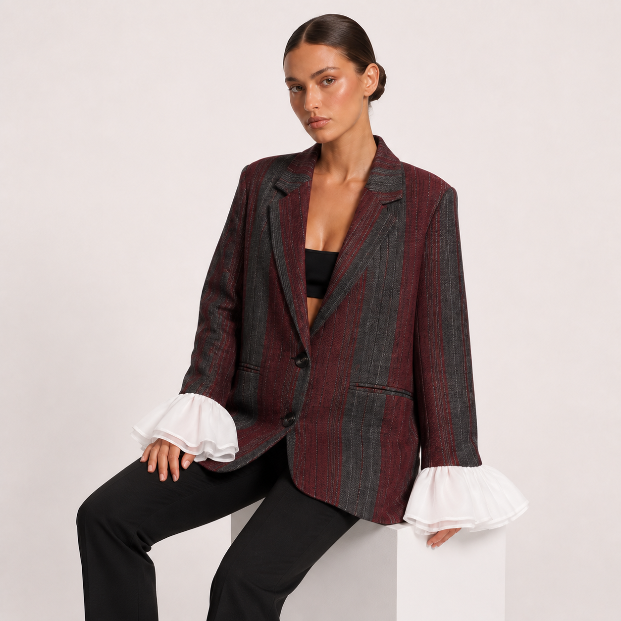 Burgundy seated