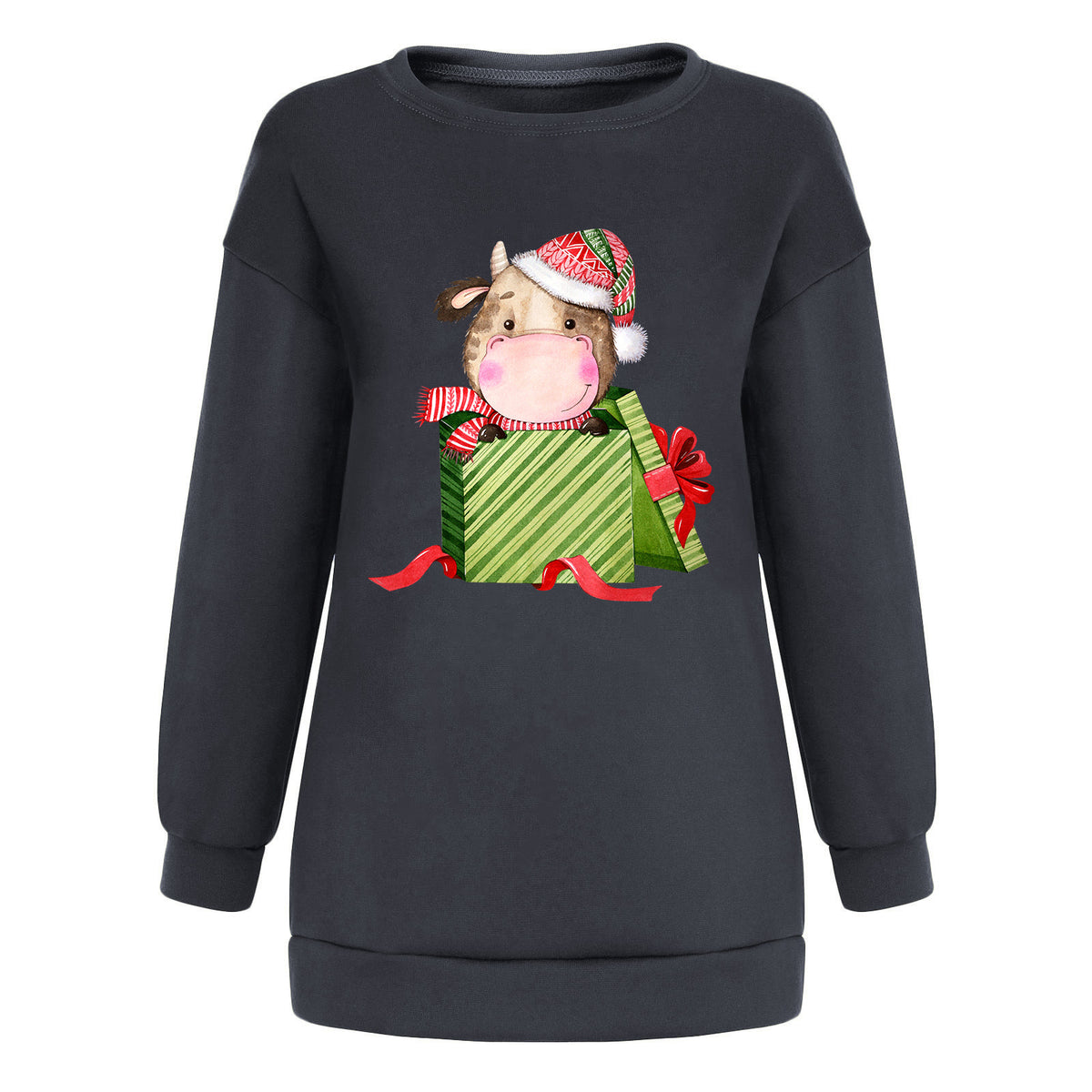 Maeve & Co Women's Christmas Jumper - Off-Shoulder Printed Sweatshirt, Loose Fit