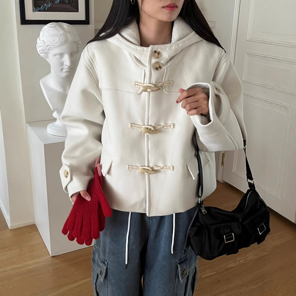 Maeve & Co Women's Duffle Coat - Hooded, Short & Relaxed Fit