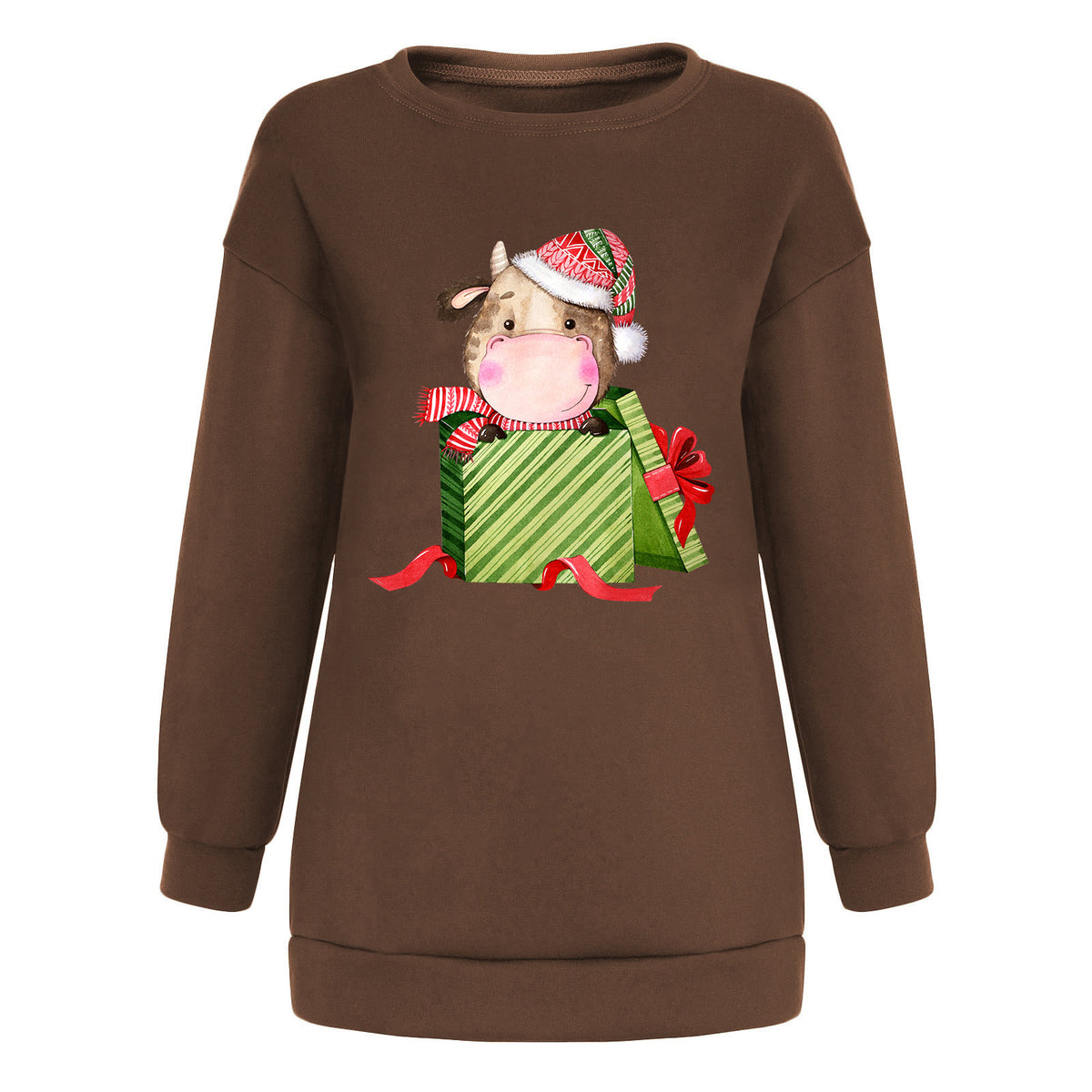 Maeve & Co Women's Christmas Jumper - Off-Shoulder Printed Sweatshirt, Loose Fit