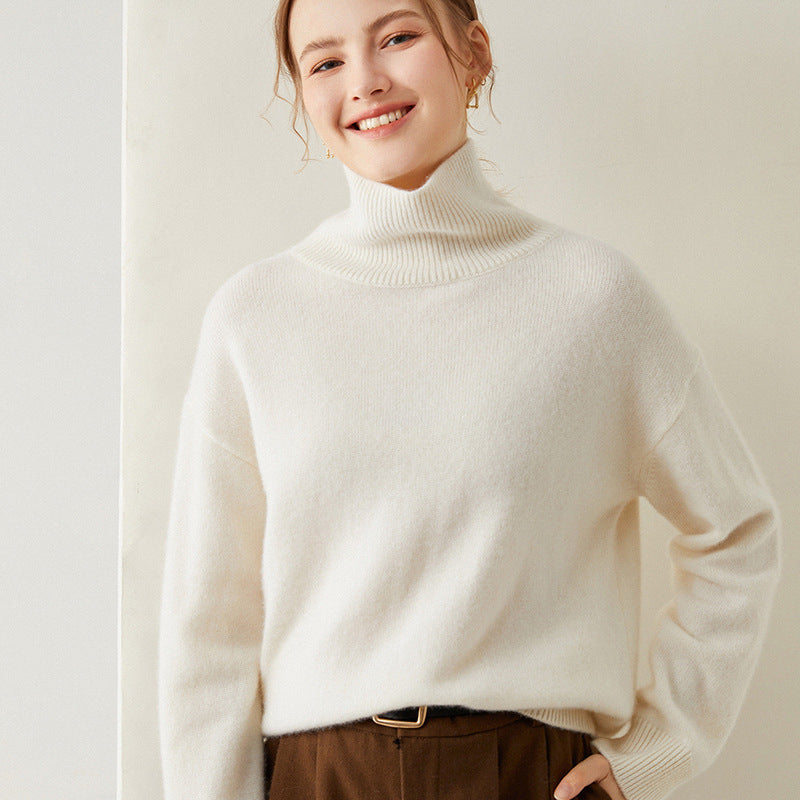 Maeve Women's Roll-Neck Jumper - Wool-Blend Knitted Long-Sleeve