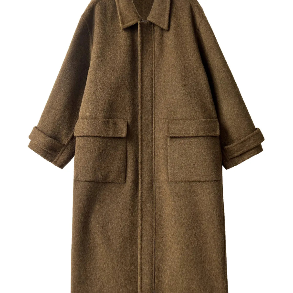 Maeve Women's Wool Coat - olive, flat