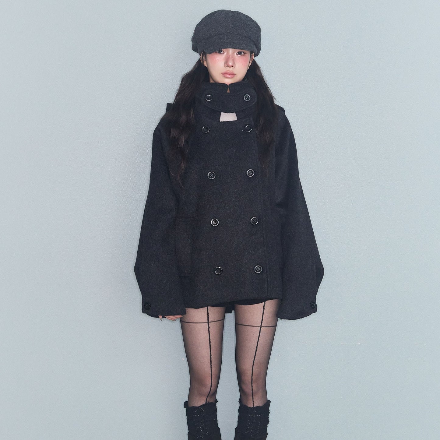 Maeve Women's Wool Coat - Double-Breasted Hooded Stretch