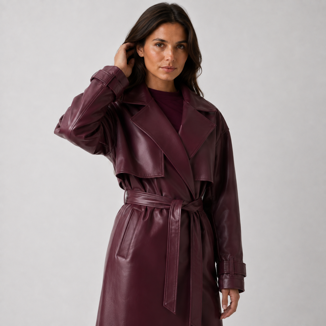 Maeve Women's Longline Coat - Belted Vintage Lace-Up