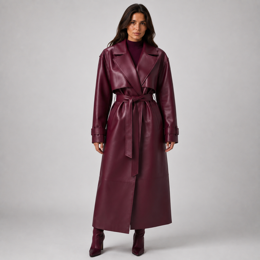 Maeve Women's Longline Coat - Belted Vintage Lace-Up