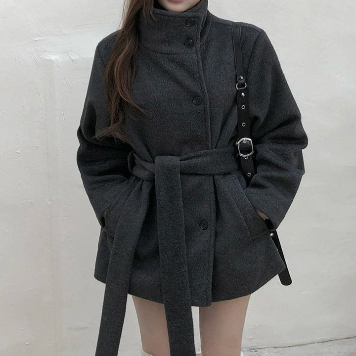 Maeve & Co Women's Belted Coat - Stand Collar & Long Sleeves