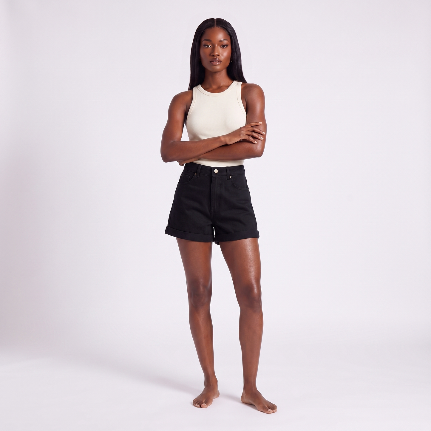 Maeve denim shorts black