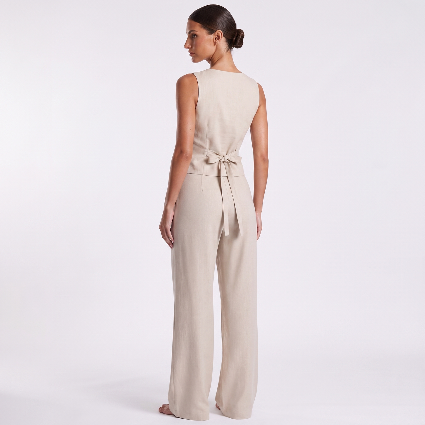 Elegant Sleeveless Top and Trousers Set — back
