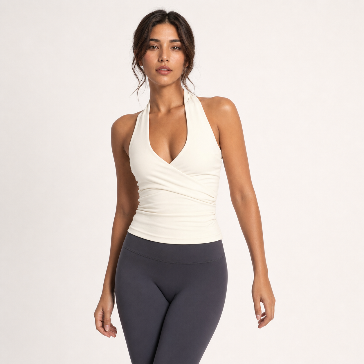 Cross Halter Sports Vest with Chest Pads – Ivory white – variant hero