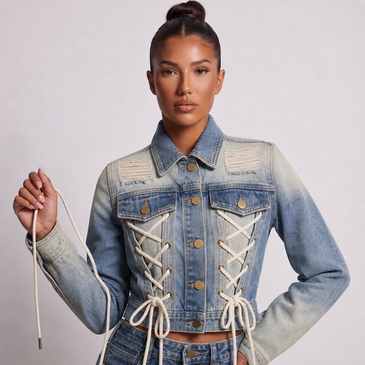 Maeve Women's Denim Co-Ord Set – Sleeveless Top & High-Waisted Shorts