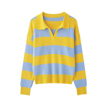 Maeve Women's Rugby Polo Jumper - Striped Loose-Fit Knit