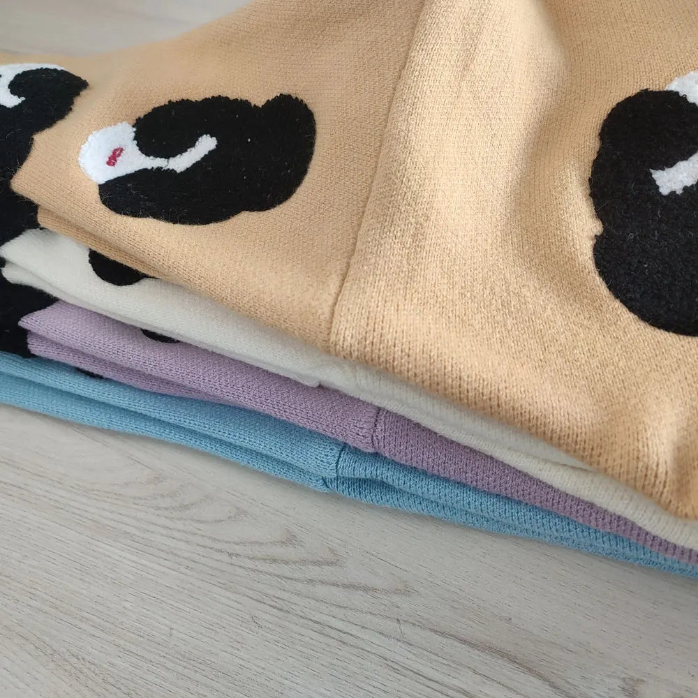 Maeve & Co Women's Embroidered Jumper - Oversized Lantern Sleeve Chunky Knit Pullover