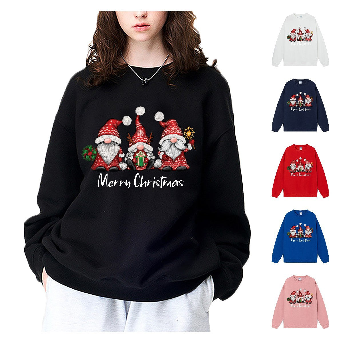 Maeve & Co Women's Christmas Jumper - Gnome Trio Print Sweatshirt