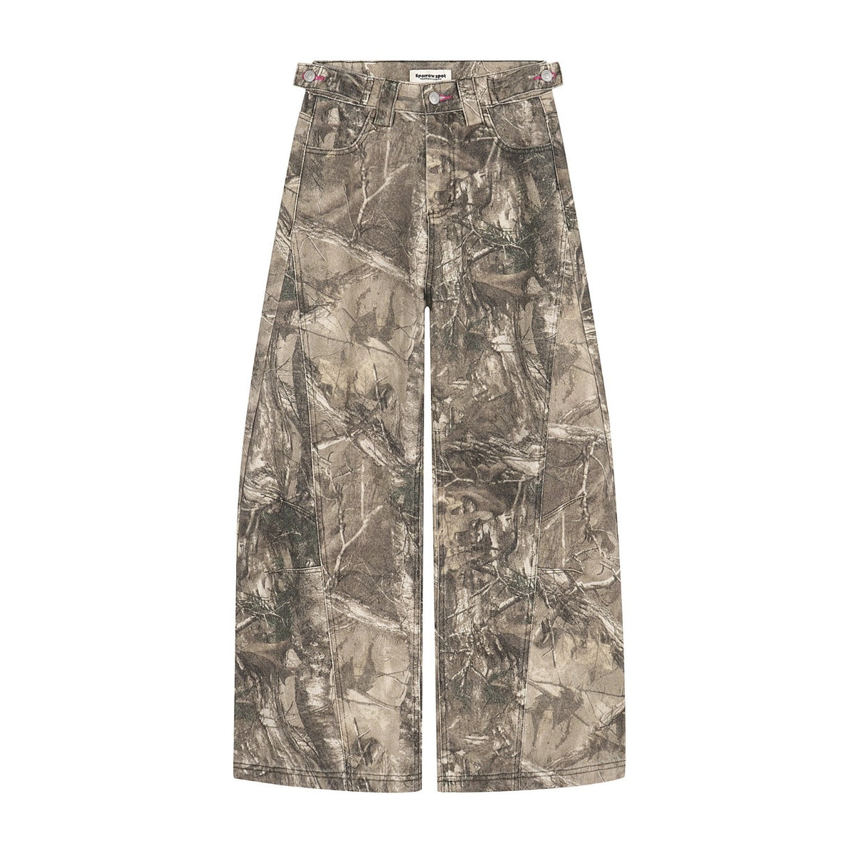 Maeve Women's Wide-Leg Jeans - Camouflage Embroidered Cotton Denim
