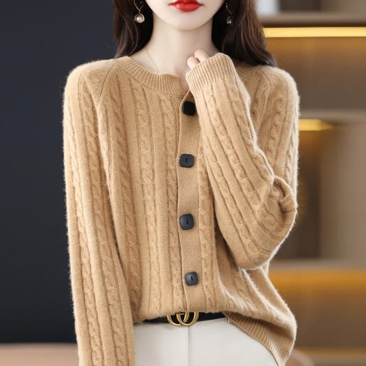 Maeve & Co Women's Button Cardigan - Crew Neck Soft Knit Cardigan Jacket, Long Sleeve