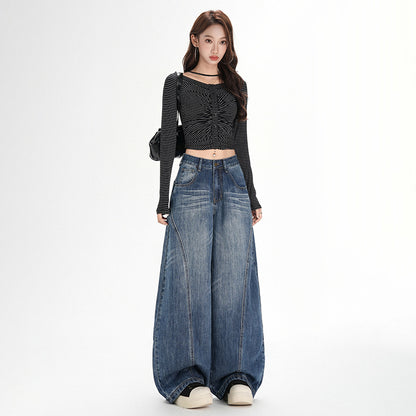 Maeve & Co Women's Barrel Jeans - Vintage Wash High-Waisted Wide-Leg Denim
