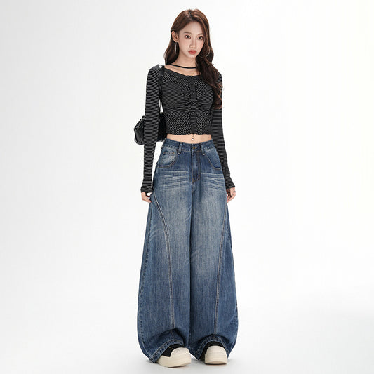 Maeve & Co Women's Barrel Jeans - Vintage Wash High-Waisted Wide-Leg Denim
