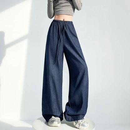 Maeve & Co Women's Wide-Leg Jeans - Drawstring Elastic Waist Floor-Length Denim