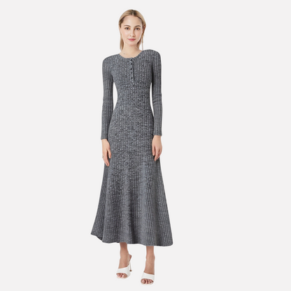 Maeve Women's Knitted Dress - Shoulder-Pad Slim Midi