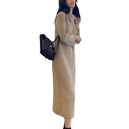 Turtleneck Knitted Mid-Length Dress
