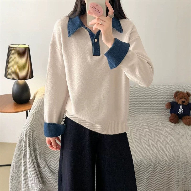 Maeve Women's Knitted Jumper - Denim Stretch Autumn-Weight