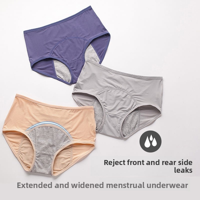 Period Underwear Women Leak Proof High Waist Briefs, Mesh Breathable, Absorbent