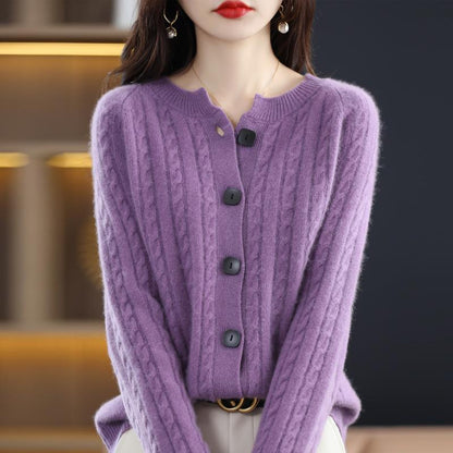 Maeve & Co Women's Button Cardigan - Crew Neck Soft Knit Cardigan Jacket, Long Sleeve