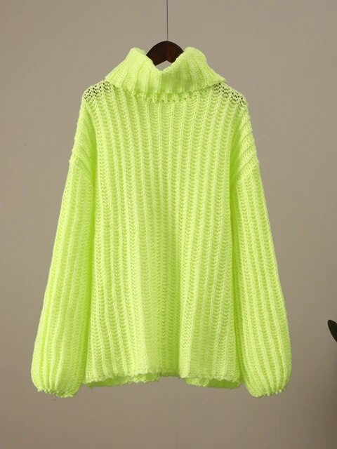 Maeve & Co Women's Roll Neck Jumper - Chunky Crochet Knit High Neck Pullover
