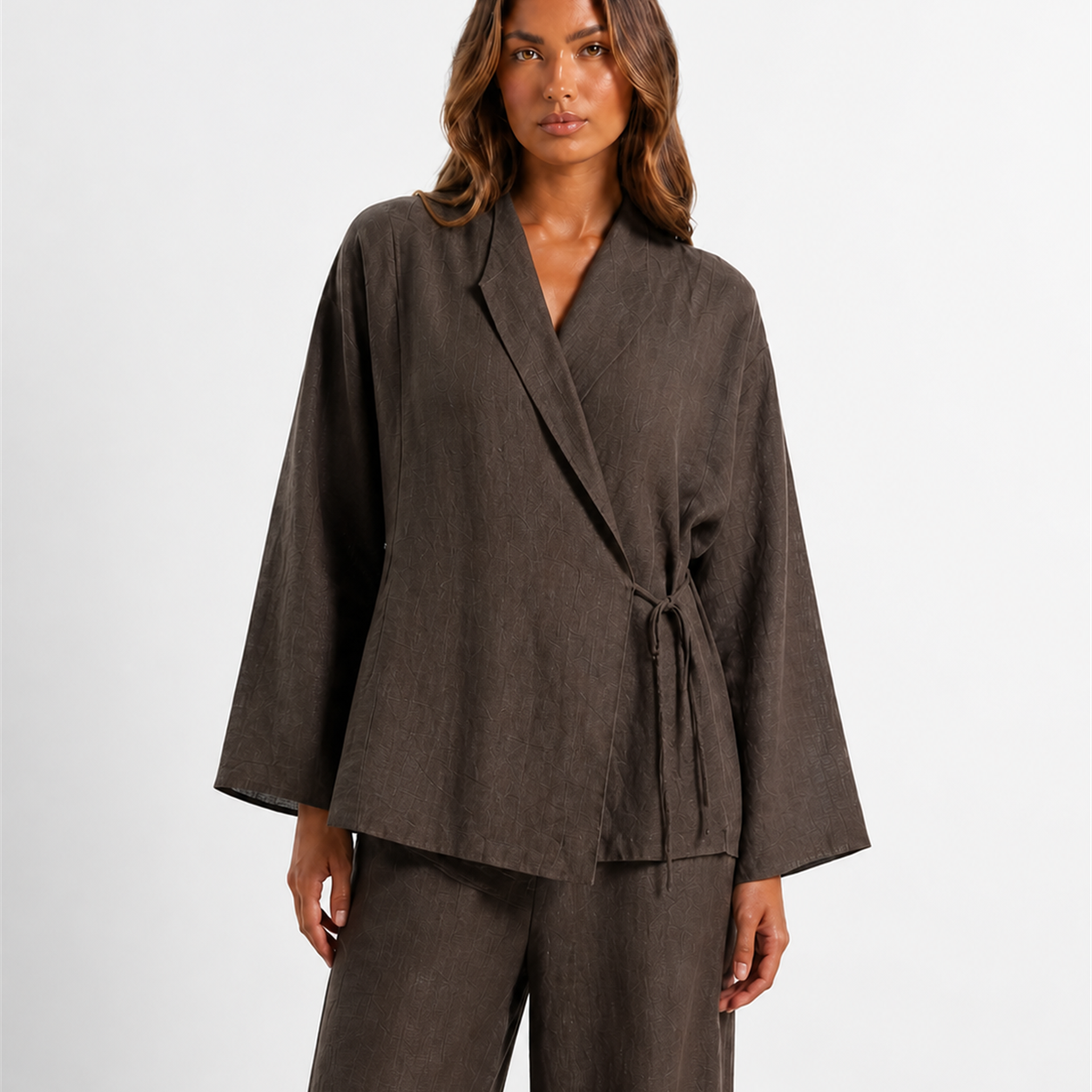 Maeve Women's Co-Ord Set - Dark Brown - detail