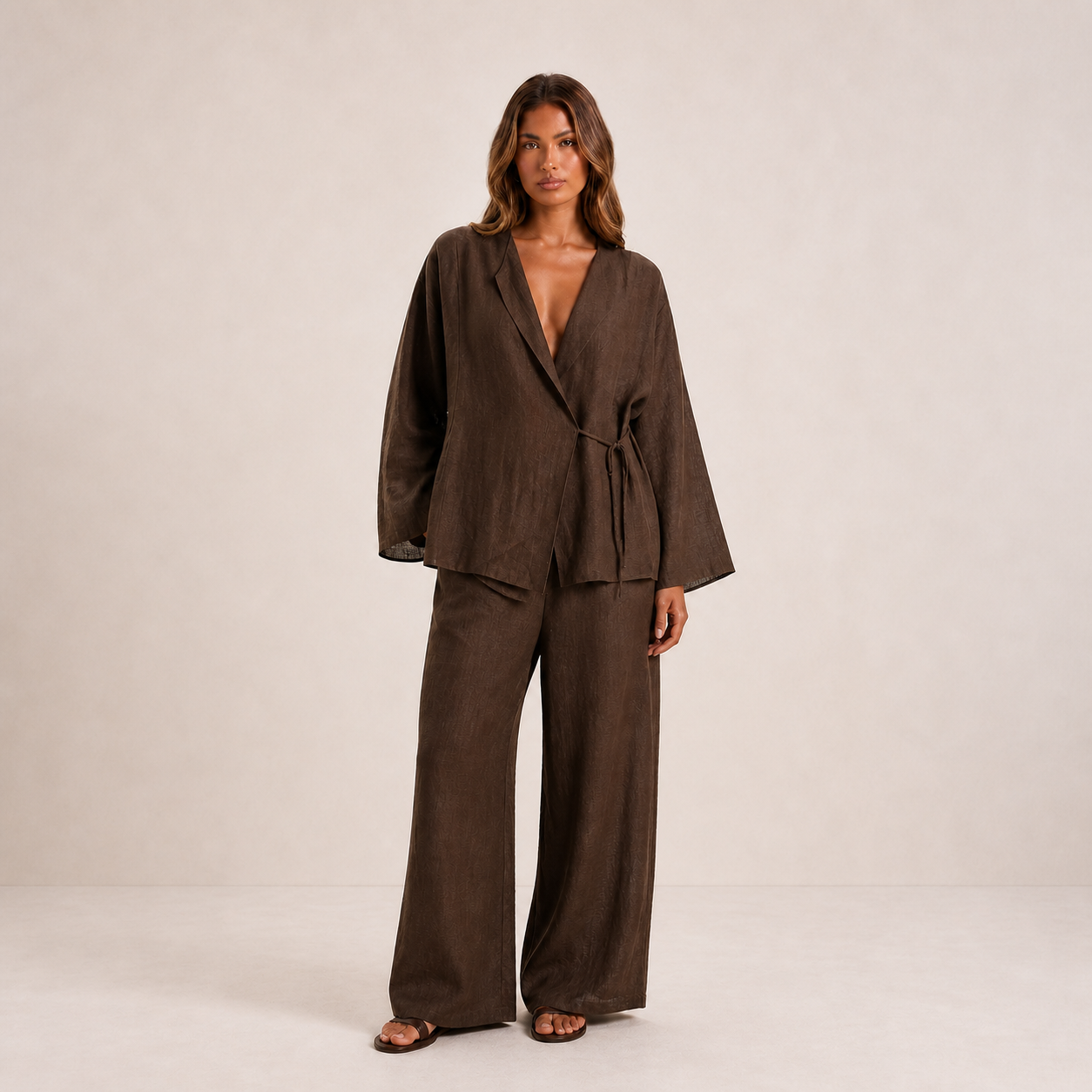 Maeve Women's Co-Ord Set - Dark Brown - front