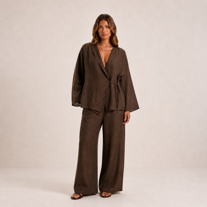 Maeve Women's Co-Ord Set - Dark Brown - front
