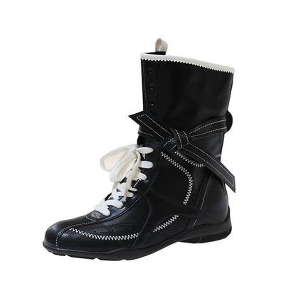 Maeve Women's Lace-Up Combat Boots - Concealed Wedge, Mid-Calf