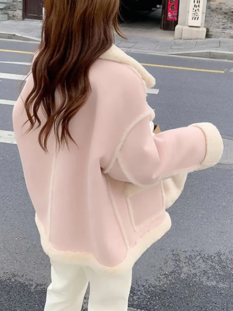 Maeve & Co women's faux shearling aviator jacket