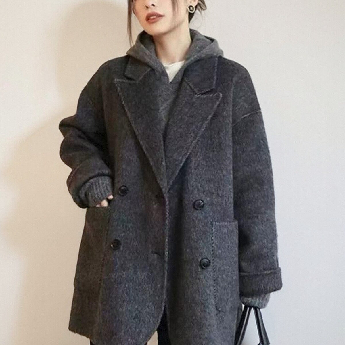 Maeve Women's Wool Coat - Double-Faced Slim-Fit Knee-Length