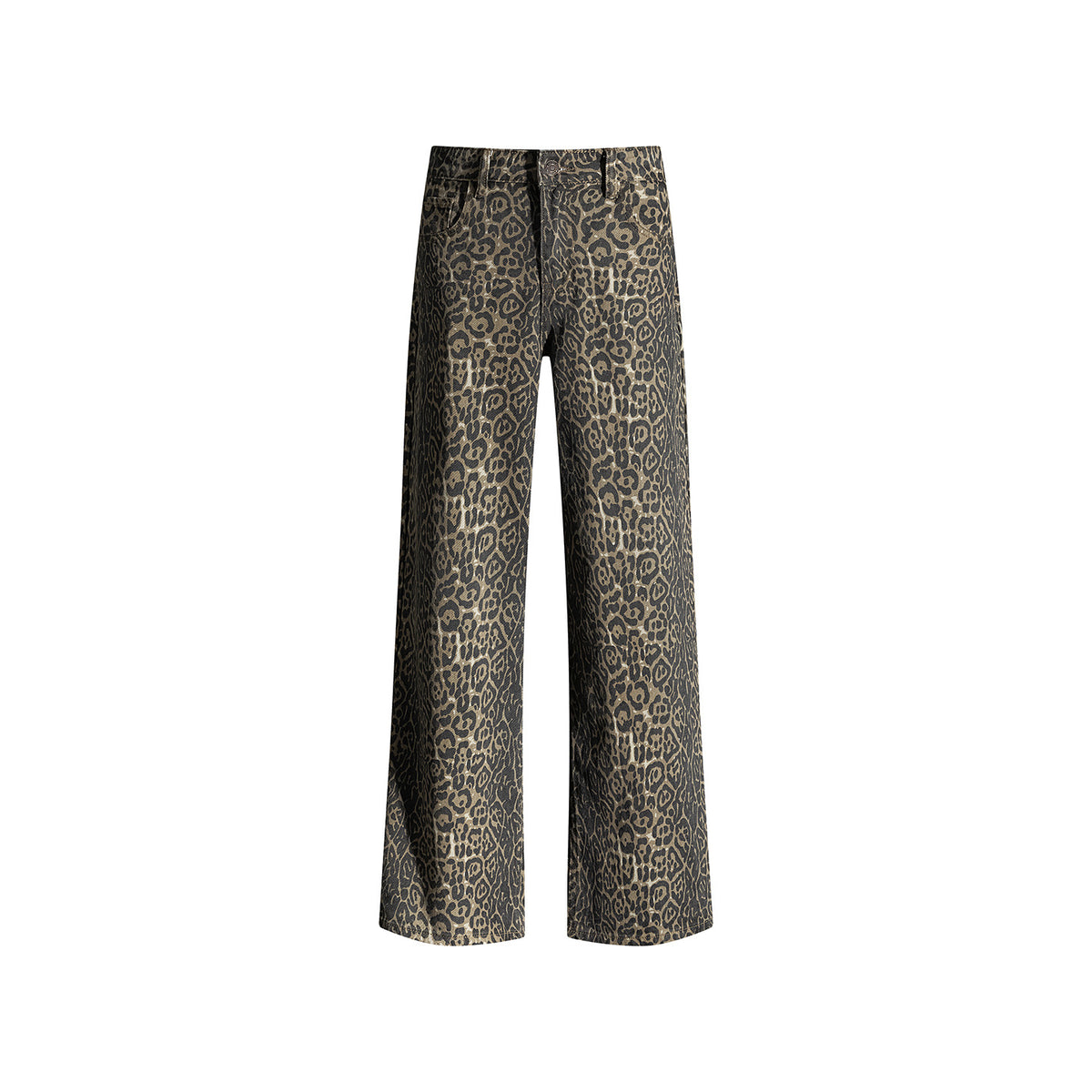 Maeve & Co Women's Leopard Print Jeans - Low-Rise Straight-Leg Relaxed Denim