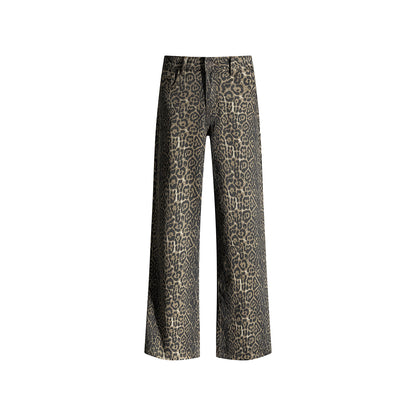 Maeve & Co Women's Leopard Print Jeans - Low-Rise Straight-Leg Relaxed Denim