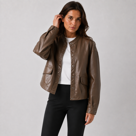 Maeve Women's Leather Jacket - Relaxed-Fit Autumn-Weight