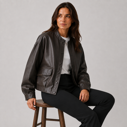Maeve Women's Leather Jacket - Relaxed-Fit Autumn-Weight
