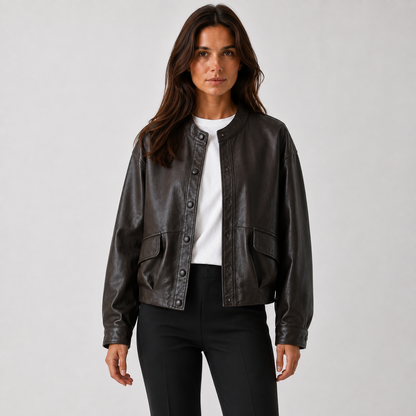 Maeve Women's Leather Jacket - Relaxed-Fit Autumn-Weight