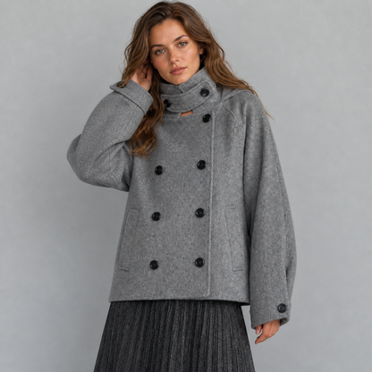 Maeve Women's Wool Coat - Double-Breasted Hooded Stretch