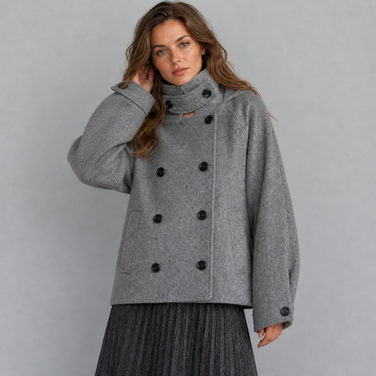 Maeve Women's Wool Coat - Double-Breasted Hooded Stretch