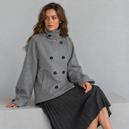 Maeve Women's Wool Coat - Double-Breasted Hooded Stretch