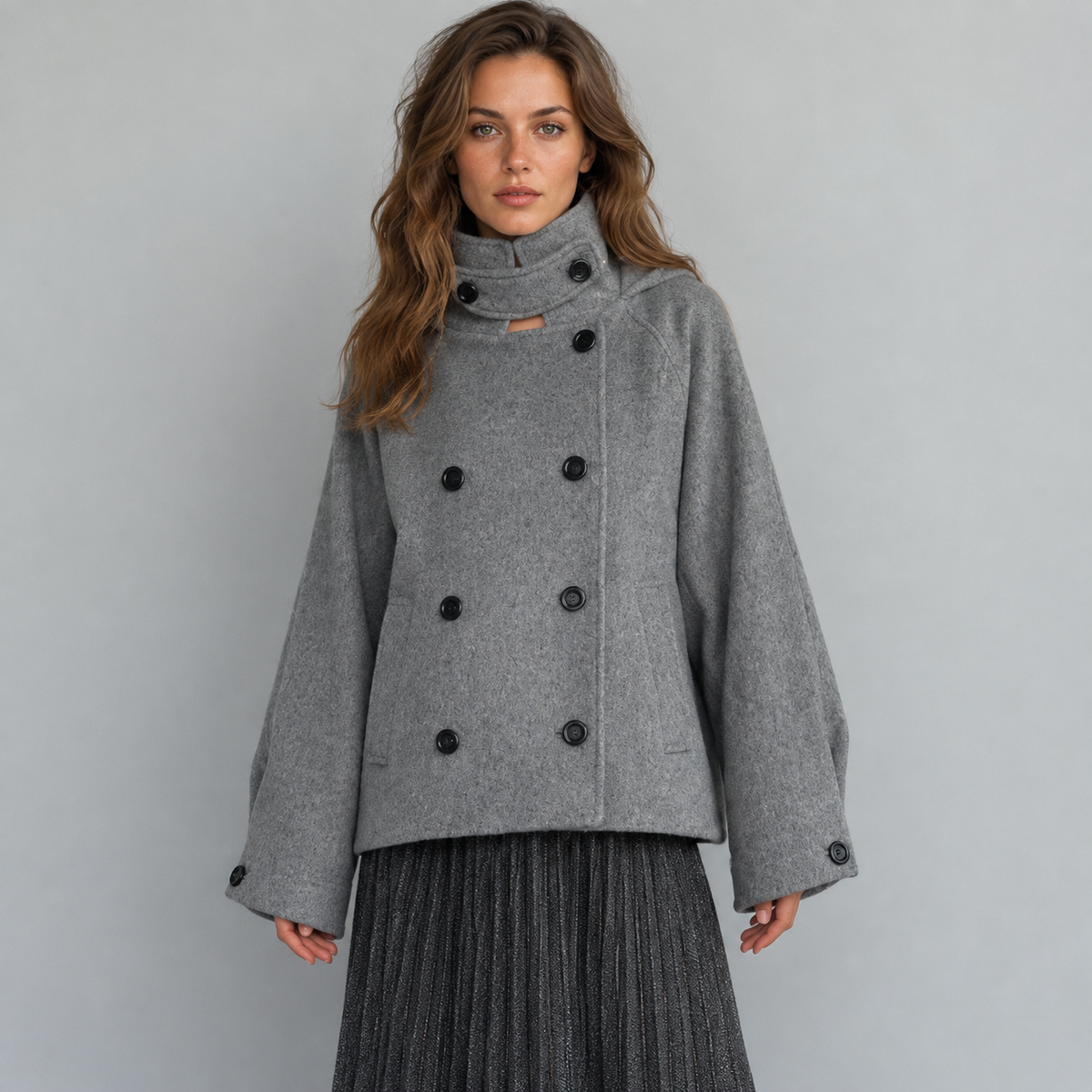 Maeve Women's Wool Coat - Double-Breasted Hooded Stretch