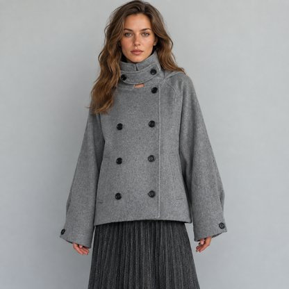 Maeve Women's Wool Coat - Double-Breasted Hooded Stretch
