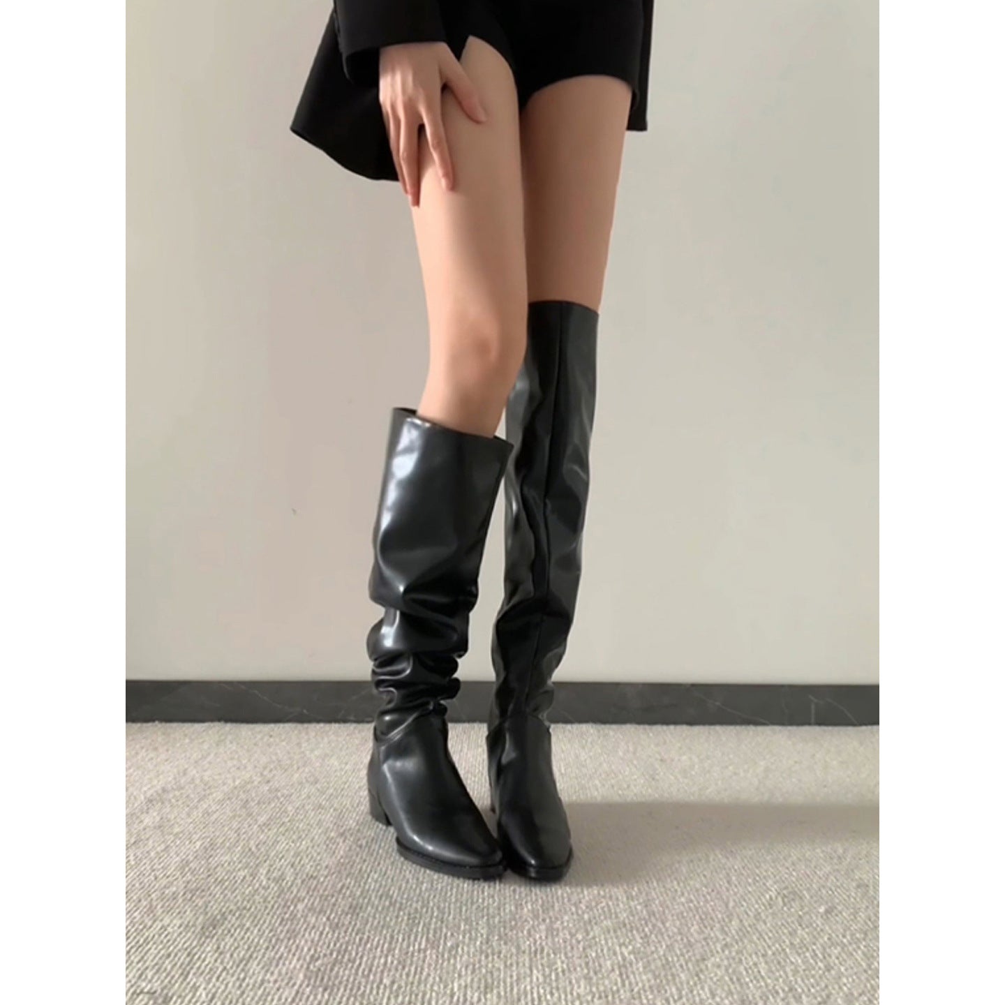 Maeve Women's Over-The-Knee Boots - Leather Pointed-Toe, Heeled, Black