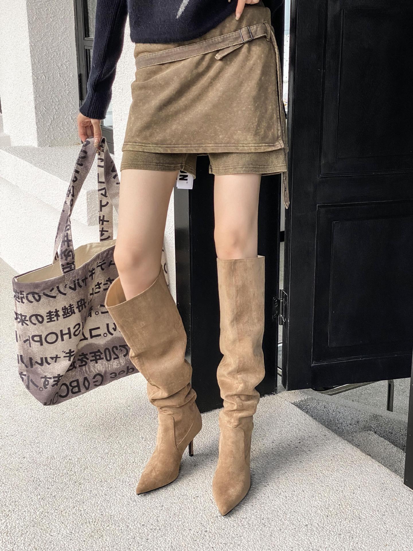 Maeve Women's Knee-High Suede Boots - Pointed Toe, Stiletto Heel