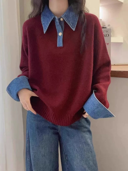 Maeve Women's Knitted Jumper - Denim Stretch Autumn-Weight