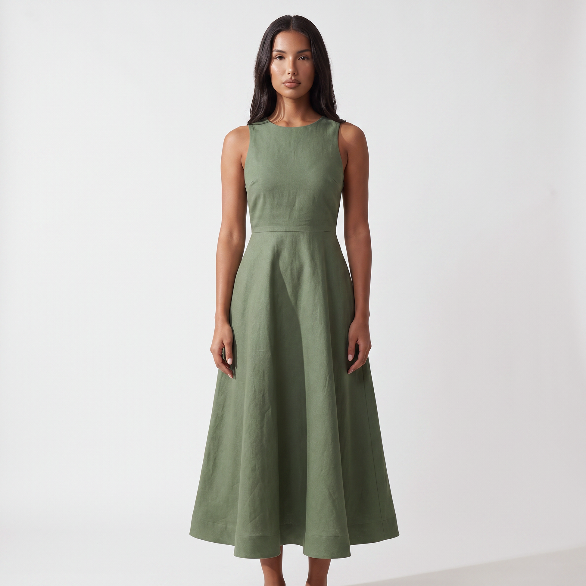Maeve Women's Sleeveless A-Line Midi Dress, green - front